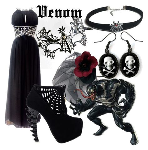 "Venom - Masquerade Ball (A Marvel-Inspired Outfit)" by one-little-spark ❤ liked on Polyvore featuring Masquerade, Venom, disney, marvel and disneybound Venom Inspired Outfit, Venom Girl, Villain Fashion, Marvel Inspired Outfits, Superhero Villains, Masquerade Ball, Disney Marvel, Casual Clothes, Inspired Outfits