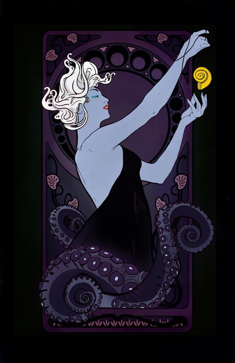 This illustration is of Ursula, the Sea Witch. She is my favorite Queen. (Yes, she was a Queen for like 3 minutes before Eric killed her.) Which other Disney villains would you like to see? Design is available as a print or on merchandise! Ursula The Sea Witch, Ursula Illustration, Sea Witch Character Design, Witch Characters, Walt Disney Characters, Disney Villains Art, Sea Witch, Pretty When You Cry, Disney Villains