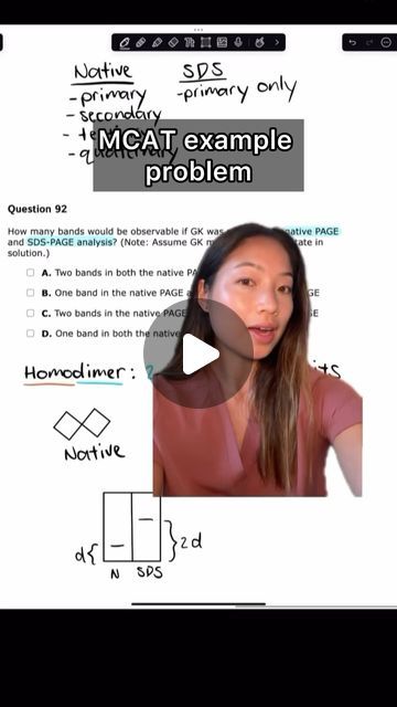 Yvonne Jiang on Instagram: "MCAT BB example problem! 🧬

Check out page 11 of our BB guide for more info on electrophoresis! 📗

#mcat #mcatprep #premed #premedstudent #biology #studytips" Mcat Prep, Pre Med Student, Student Hacks, Pre Med, Med School, Study Tips, Biology, Instagram