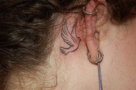 Small Ear Tattoos | Ear tattoos Small Ear Tattoos, Tattoo Dove, Star Tattoos Behind Ear, Vintage Clock Tattoos, Inner Ear Tattoo, Tattoos Ear, Behind Ear Tattoos, Heaven Tattoos, Dove Tattoo