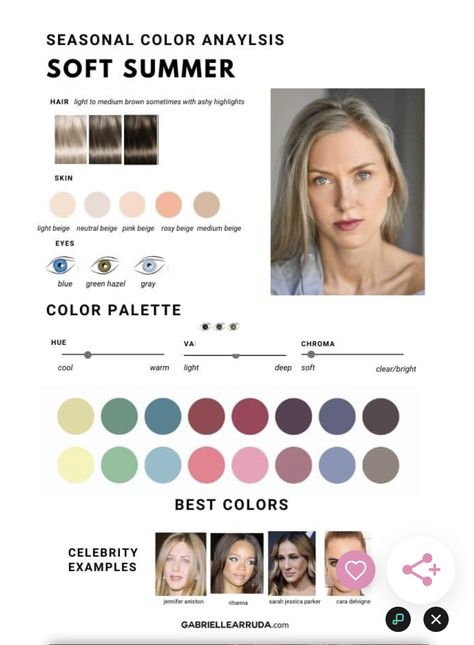 Soft Summer Color Pallete, Soft Summer Color Palette Wedding, Make Up For Soft Summer Type, Clear Summer Color Palette, Make Up For Cool Summer Type, Cool Summer Color Palette Celebrities, Cold Summer Pallete, Mute Summer Colour Pallete, Soft Summer Hair Color Ideas