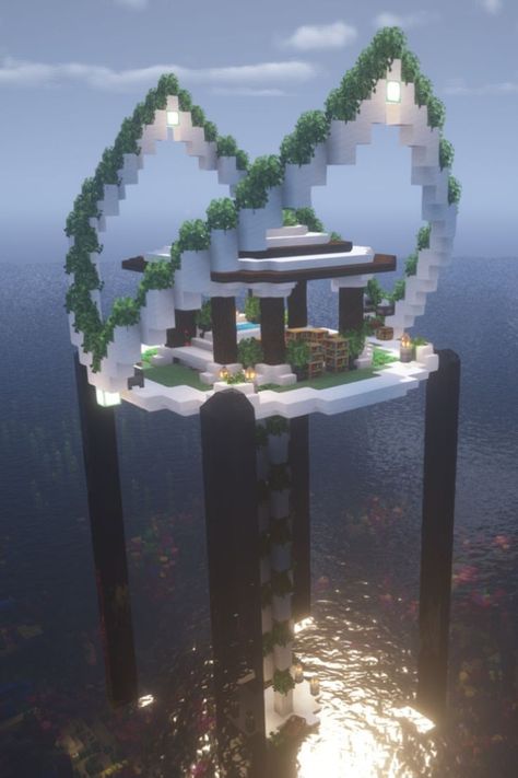 Minecraft Under Water House, Minecraft Cottagecore World, Minecraft Sky, Minecraft Underwater, Minecraft Cottagecore, Minecraft Addons, Map Minecraft, Minecraft Modern, Minecraft Cottage