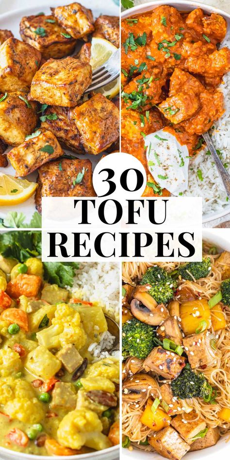 These 30 tofu recipes include baked and fried tofu, salads, best sauces to serve with tofu, soup, curry, and more. This tofu scramble is easy to make with a few ingredients, and you can serve it with avocado on a slice of toasted bread for breakfast, lunch or a quick dinner. Tofu Salads, Easy Tofu Recipes, Vegan Dishes Easy, Best Tofu Recipes, Soup Curry, Tofu Recipes Easy, Plant Based School, Vegan Curry Recipes, Tofu Curry