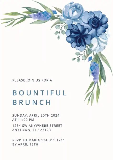 Lunch Invitation, Online Invitation, Invitation Maker, Online Invitations, Blue Roses, Invitation Template, Create Your, Roses, Blue