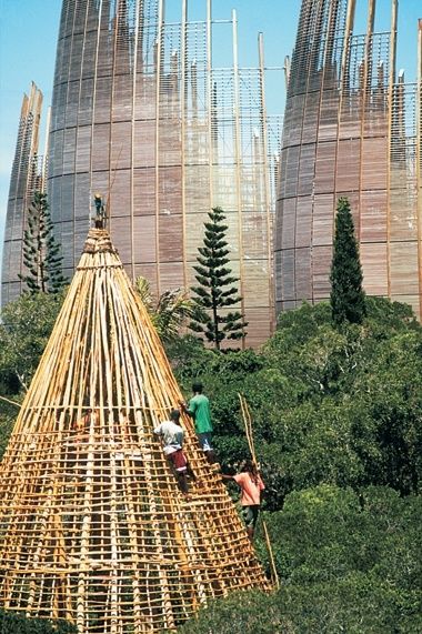 Jean-marie Tjibaou Cultural Centre, Renzo Piano Architecture, Noumea New Caledonia, Indigenous Architecture, Building Workshop, Pavilion Architecture, Modern Architecture Design, Genius Loci, Parametric Architecture