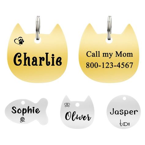 Ultra Joys Cat ID Tag, Cat Tags Personalized, Cat Collar with Name Tag, Dog Tag, Pet ID Tag, Mirror Polished Stainless Steel Cat Collar With Name, Dog Collar Diy Tutorials, Diy Dog Collar, Cat Tags Collar, Cat Id, Dog Collar With Name, Dog Name Tags, Personalized Dog Tags, Kitten Collars