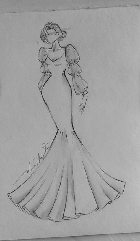 Drawing Ideas Of Dresses, Drawing Models Fashion Dresses, Women Dress Drawing Sketch, Drawn Dresses Sketches, Flowy Skirt Reference Drawing, Model Dresses Drawing, Dresses To Draw Sketches, Fashion Drawing Dresses Sketches Art, Pencil Drawings Dresses Sketch