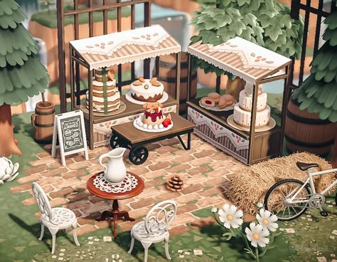 Acnh Cafe, Cottage Core Animal Crossing, Animal Crossing Cafe, Acnh Design Ideas, Animal Crossing Town, Fall Cottagecore, Acnh Cottagecore, Mini Cafe, Animal Crossing Guide