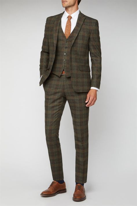 Checked Suits Men, Wedding Fest, Green Tweed Suit, Plaid Suit Men, Mens Tailored Suits, Mens Tweed Suit, Brown Tweed Suit, Checkered Suit, Suits Groom