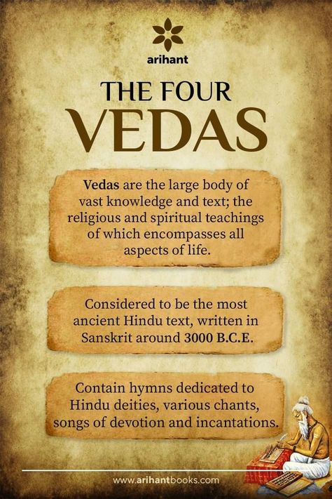 Vedas India Knowledge, 4 Vedas, Hinduism Beliefs, Vedas India, Hinduism History, Hindu Vedas, Ancient Indian History, Devotional Topics, Mythology Books