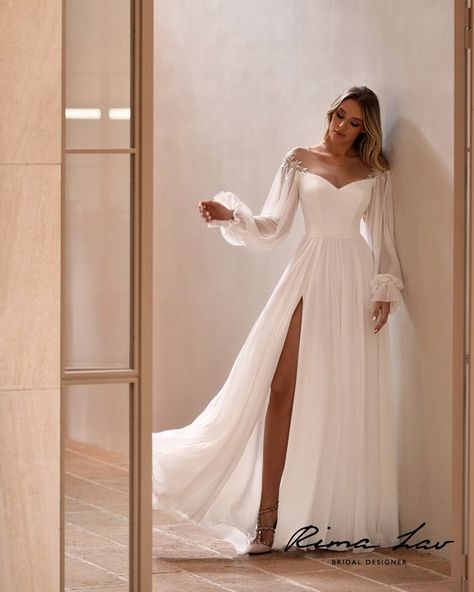 Simple Elegant Flowy Wedding Dress, Aline Satin Wedding Dress With Sleeves, Flowy Wedding Dress Long Sleeve, Flowy Aline Wedding Dress, Wedding Dress Long Sleeve Plus Size, May Wedding Dress The Bride, Long Sleeve Wedding Dress Puffy Sleeves, Plus Size Boho Wedding Dress Long Sleeve, Minimalist Plus Size Wedding Dress