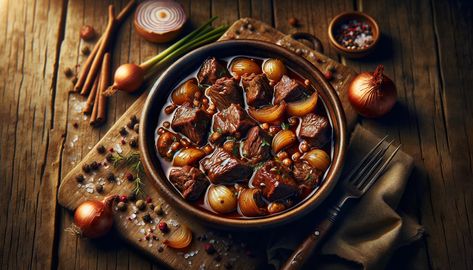 The Perfect Beef Stifado Slow Cooker Stew: Greek Recipe Beef Stew Mushrooms, Greek Beef Stew, Beef Stifado, Greek Beef, Beef And Mushroom Stew, Greek Recipes Authentic, Classic Beef Stew, Greek Recipe, Leftover Beef