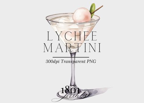 Cocktails Clipart, Lychee Martini, Wedding Drink Sign, Cocktail Illustration, Popular Cocktails, Bar Menu Wedding, Custom Cocktails, Serving Drinks, Cocktail Menu