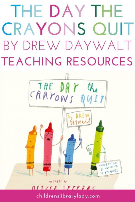 The Day the Crayons Quit promotes communicating our needs or walking in someone else’s shoes. To read more, click through to find The Day the Crayons Quit activities and discussion questions on the Children’s Library Lady website. The Day The Crayons Quit Activities, The Day The Crayons Quit, Day The Crayons Quit, Wordless Book, Children's Library, Books Ideas, Preschool Projects, Traditional Stories, Childrens Library