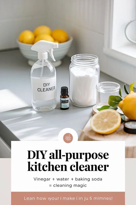 DIY All-Purpose Kitchen Cleaner: Natural, Safe & Effective Recipe Homemade House Cleaners, Diy Natural Cleaners, Homemade All Purpose Cleaner, Natural Cleaners Diy, Diy All Purpose Cleaner, All Natural Cleaning Products, Non Toxic Cleaning, Vinegar Cleaner, Nontoxic Cleaning