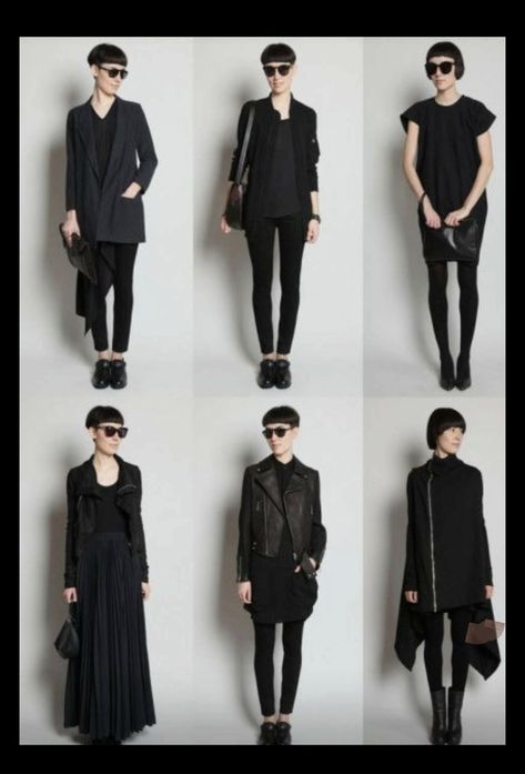 Dark Work Outfits Women, Office Punk Outfits, Rock And Roll Office Outfits, Black Minimalist Wardrobe, Sassy Chic Outfits, Rock Office Outfit, Clean Gothic Outfits, Punk Office, Elevated Goth Style