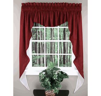 Emery, 116"W X 63"L Three Piece Lined Swag Curtain Set Waverly Curtains, Country Kitchen Curtains, Burgundy Curtains, Small Dining Room Table, Swag Curtains, Kitchen Window Curtains, Curtains And Draperies, Pinch Pleat Curtains, Kitchen Valances