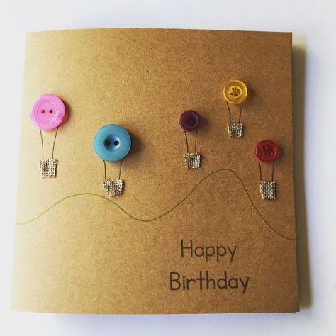 Button Christmas Cards, Birthday Button, Balloon Cards, Birthday Card Craft, Handmade Greeting Cards, Button Cards, Button Crafts, Handmade Birthday Cards, Greeting Cards Handmade