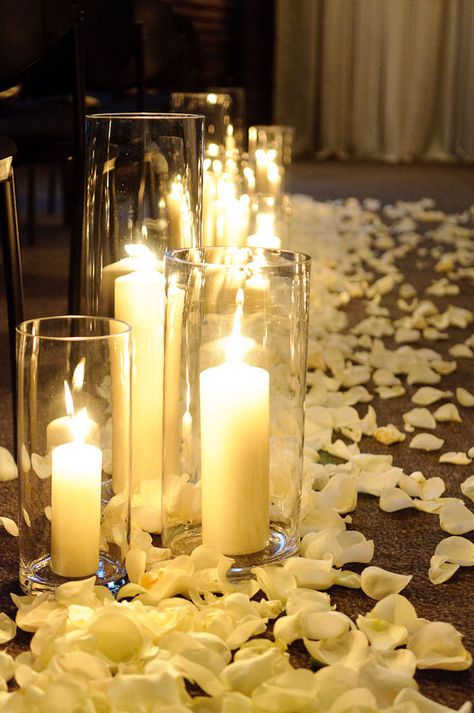 Candlelight Wedding Ceremony, Blue Hydrangea Centerpieces, Isle Decor, Romantic Night Wedding, Hydrangea Centerpieces, Candlelight Wedding, Aisle Candles, The Honeymooners, Floating Candles Wedding