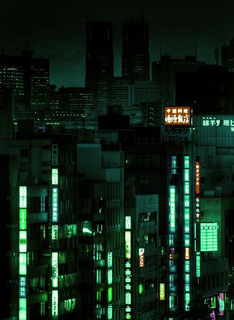 Ambiance de la ville (effet poisseux, "poison") Neon Noir, Dark Green Aesthetic, New Retro Wave, Slytherin Aesthetic, Neon Aesthetic, Neo Noir, Aesthetic Colors, Night City, Neon Lights