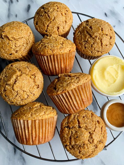 Healthy Corn Muffins, Healthy Cornbread Muffins, Corn Muffin Recipe, Gluten Free Cornbread Muffins, Homemade Corn Muffins, Rachel Mansfield, Healthy Cornbread, Savory Cornbread, Healthy Corn