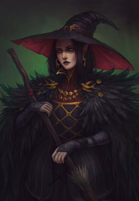 Fantasy Mage Art, Pathfinder Witch, Witch Rpg, Witch Characters, Types Of Magic, Fantasy Witch, Fantasy Magic, Fantasy Portraits, Paintings And Drawings