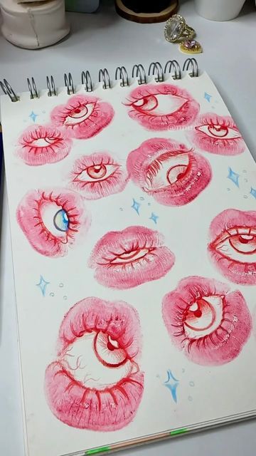 Lips Drawing, Asian Design, So Creative, Lip Art, Eye Art, Sketchbook Art Inspiration, Christmas Cards Handmade, Eye Drawing, Flower Crafts