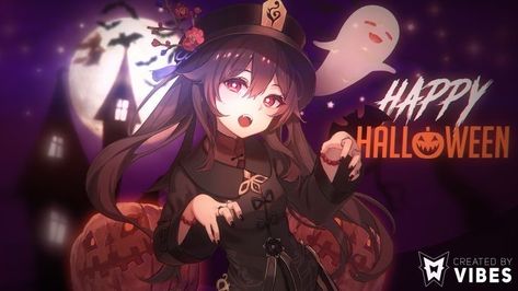 Halloween Anime Banner, Anime Happy Halloween, Hu Tao Halloween Icon, Hu Tao Halloween Pfp, Discord Halloween Banner, Genshin Halloween Wallpaper, Hu Tao Halloween, Genshin Halloween Pfp, Hu Tao Banner