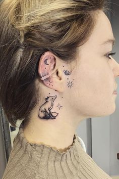 #BEAUTY, #RELATIONSHIPS #Fashion #Animals #Outfits #Winter Outfits #Animals Face Tattoo By Ear, Side Face Tattoo, Inner Ear Tattoo, Small Face Tattoos, Behind Ear Tattoos, Face Tattoos For Women, Neotraditional Tattoo, Girl Face Tattoo, Side Face