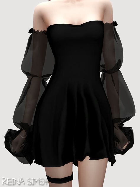 May Gothic Dress | Reina Sims4 on Patreon Sims 4 Black Dress, Sims 4 Cc Goth, Look Grunge, The Sims 4 Packs, Sims 4 Expansions, Sims 4 Dresses, Sims 4 Characters, Sims Four, Sims4 Clothes