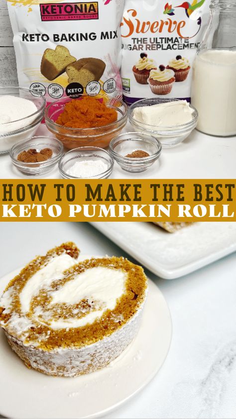 Keto Pumpkin Roll Keto Pumpkin Roll, Sponge Cake Roll, Almond Butter Brownies, Pumpkin Rolls Recipe, Delicious Holiday Desserts, Keto Eating, Keto Recipes Breakfast, Keto Pumpkin, Keto Sweets