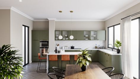 Eclectic Modern Kitchen | Topology Interiors Bright Modern Kitchen, Affordable Renovations, Sage Kitchen, Green Kitchen Designs, Bedroom Colour Palette, Small Kitchen Layouts, Kitchen Decor Apartment, Eclectic Modern, Interiors Online