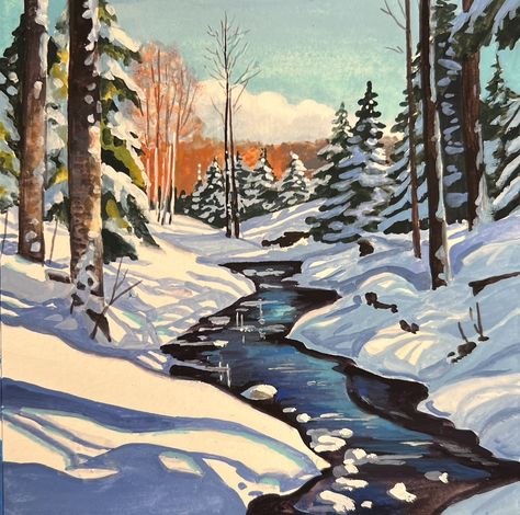 * SOLD * I’ve really been enjoying painting winter landscapes this year, which is ironic because there’s hardly been any snow here in Salt… | Instagram Winter Landscapes, 100 Day Challenge, Painting Winter, Painting Snow, First Come First Serve, Daily Painting, Eclectic Home, Paper Paper, Gouache Painting