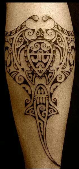 Manta Ray - Shark - Turtle / Polynesian Tribal Calf Tattoo Polynesian Tattoo Meanings, Celtic Tattoo For Women, Ta Moko Tattoo, Samoan Tattoos, Polynesian Tattoos Women, Tattoo Band, Dove Tattoos, Flying Bird Tattoo, Flying Tattoo