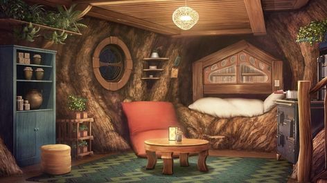 Treehouse Living, Witch Hut, Room Concept, Episode Backgrounds, Concept Art Tutorial, Cartoon House, Fairy Art Dolls, Scenery Background, Background Drawing