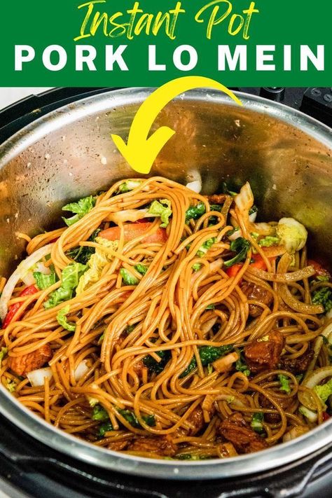 Instant Pot Lo Mein, Easy Dinner Recipe Ideas, Asian Seasoning, Dinner Recipe Ideas, Vegetable Lo Mein, Lo Mein Recipes, Pork Noodles, Pork Stir Fry, Instant Pot Pork