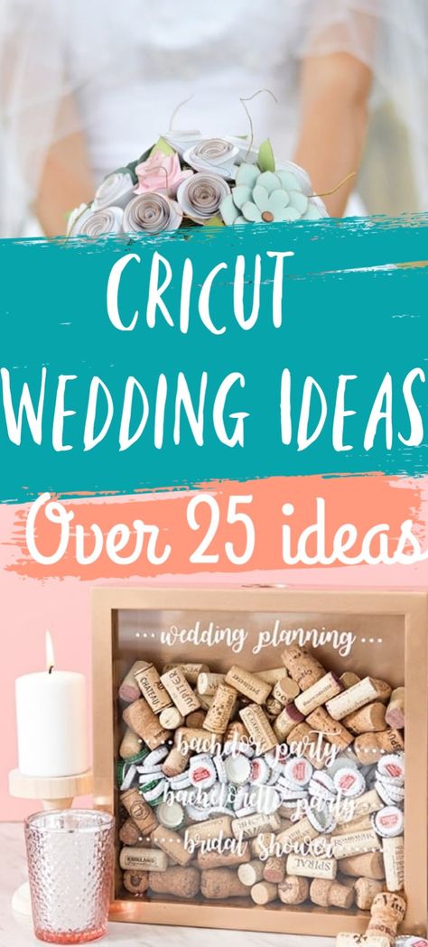 Plan the wedding of your dreams and make it more custom than ever with these DIY Cricut wedding ideas. Cricut / Cricut Projects / DIY Wedding / Cricut Wedding Ideas / DIY Wedding IDeas via @clarkscondensed Wedding Ideas With Cricut Maker, Wedding Decor Made With Cricut, Wedding Diy Circuit, Wedding Decal Ideas, Wedding Ideas Using Cricut, Wedding Favors Made With Cricut, Diy Wedding Projects Craft Ideas, Wedding Favors With Cricut, Cricket Diy Wedding