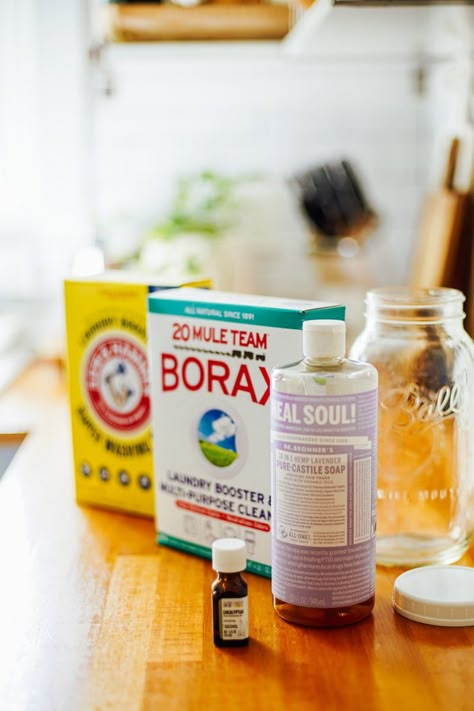 DIY Homemade Liquid Laundry Detergent (Recipe) - Live Simply Castile Soap Laundry Detergent Liquid, Diy Laundry Detergent Liquid Without Borax Castile Soap, Dr Bonners Castile Soap Uses Homemade Laundry Detergent, Castle Soap Laundry Detergent, Diy Laundry Detergent Liquid Castile Soap, Castille Soap Laundry Detergent Recipe, Laundry Soap Recipe Liquid, Make Your Own Laundry Detergent Liquid, Liquid Detergent Diy