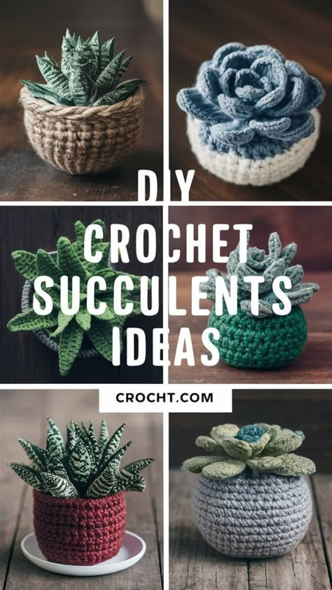 Crochet For Gardeners, Free Crochet Patterns Succulents, Crochet Mini Succulent Pattern Free, Crochet Plant Decor, Free Succulent Crochet Pattern, Amigurumi Cactus Free Pattern, Free Crochet Patterns Plants, Crochet Gifts For Mum, Crochet Succulent Pattern Free