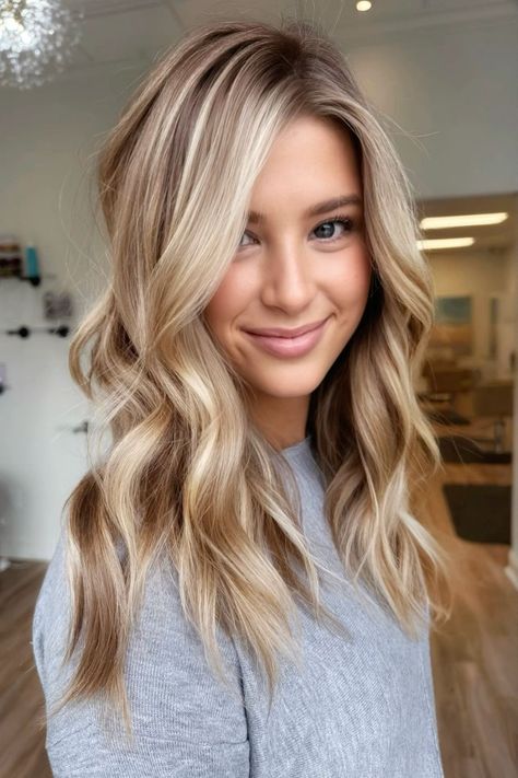 🌟 Elevate Your Hair Game! 🌟 Explore 32 stunning blonde and caramel highlight ideas that will transform your look. Whether you prefer soft, natural blends or bold, contrasting streaks, these highlight styles add depth, dimension, and a touch of glamour to your hair. Perfect for any season, these ideas will inspire your next salon visit. Save this pin for your next hair appointment and get ready to shine with a fresh, fabulous hairstyle! 💇‍♀️✨ #HairInspo #BlondeHighlights #CaramelHighlights #HairGoals #BeautyTrends Colors For Blonde Hair To Wear, Blond Smudge Root, Blake Lively Hair Blonde, Ash Blonde Blowout, Blonde Highlights In Medium Brown Hair, Fall Hair For Blondes 2024, Semi Blonde Hair, Blonde Hair Coloring Ideas, Balayage Hair For Blondes