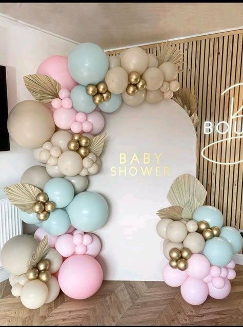 Shower Balloon Arch, Gender Reveal Baby Shower Themes, Baby Shower Balloon Arch, Baby Gender Reveal Party Decorations, Baby Shower Boho, Deco Ballon, Idee Babyshower, Gender Reveal Party Theme, Balloon Garland Diy