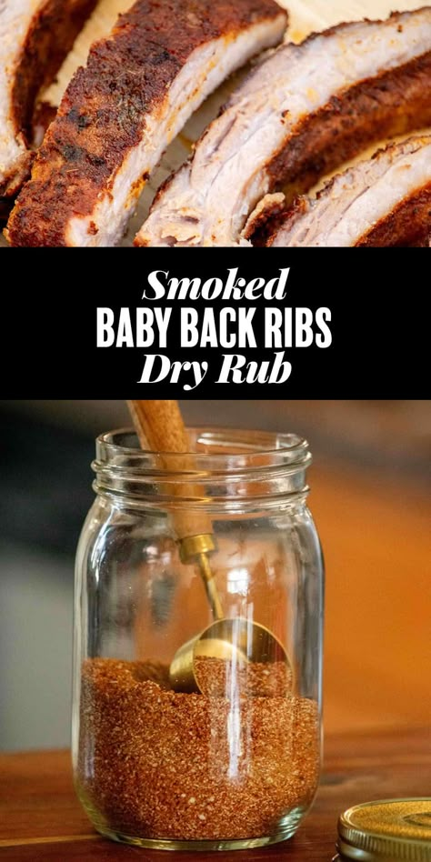 This finger lickingly delicious Smoked Baby Back Ribs Dry Rub recipe comes together in minutes with a special blend of dried spices and brown sugar for flavorful smoked ribs, every time! Dry Rub Smoked Ribs, Rubs For Baby Back Ribs, Rib Rub Recipe Dry, Baby Back Ribs Rub, Smoked Ribs Rub, Ribs Dry Rub, Rib Rubs, Garlic Ribs, Smoked Baby Back Ribs