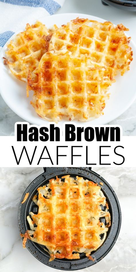 Waffle Iron Hashbrowns, Breakfast Ideas List, Waffle Hashbrowns, Frozen Hashbrown Recipes, Hash Brown Waffles, Mini Waffle Recipe, Hashbrown Waffles, Lasagna Chicken, Waffles Vegan