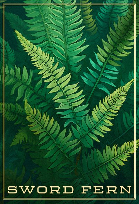 Fern Mural, Fern Painting, Fern Illustration, Forest Paintings, Fern Art, Fern Wall Art, Tattoo 2024, Closet Wall, Alien Aesthetic