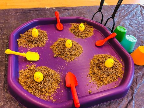 Easter Tuff Tray Eyfs, Easter Tuff Tray Ideas Preschool, Easter Messy Play, Easter Tuff Tray Ideas, Easter Tuff Tray, Easter Eyfs, Eyfs Easter, Farm Sensory, Tuff Tray Ideas Toddlers