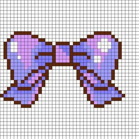 Cross Stitch Bow Pattern, Bow Perler Bead Patterns, Bow Pixel Grid, Cute Perler Bead Patterns Kawaii, Bow Pixel Art, Bow Perler Beads, Kawaii Perler Bead Patterns, Peeler Bead Pattern, Pixel Bow