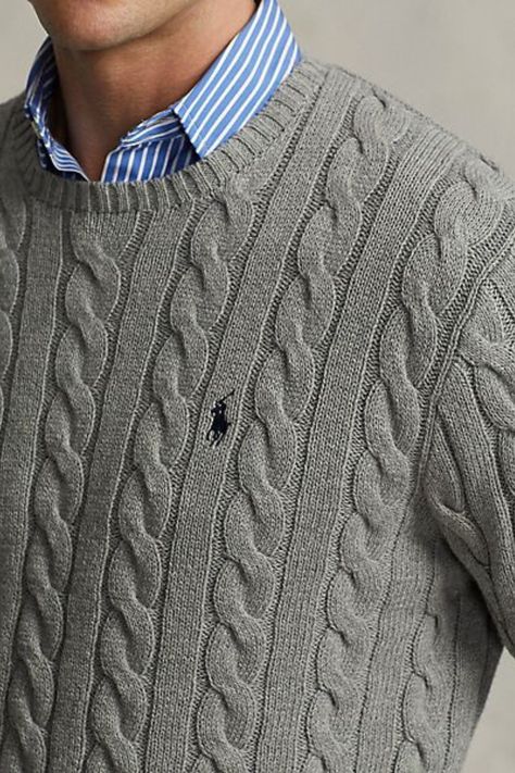 Men’s Cable Knit Sweater, Men Cable Knit Sweater, Cable Knit Sweater Men, Knitwear Men Outfit, Knit Sweater Outfit Men, Cable Knit Sweater Outfit, Polo Ralph Lauren Outfits, Mens Fall Outfits, Sweater Outfits Men