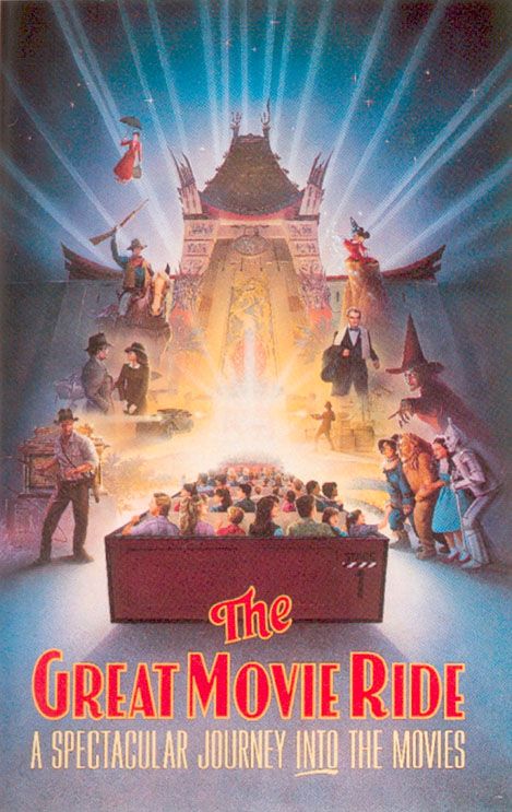 This past weekend, the poster for the Great Movie Ride at Disney’s Hollywood Studios was posted  over on the Doctor Disney Facebook Page, and the question of “Western or Gangster” was presented. It was a bit of a shock to see just how many people didn’t know about one or the other. With that info … The Great Movie, Vintage Disney Posters, Disney World Hollywood Studios, Disney World Rides, Disney Attractions, Retro Disney, Disney Rides, Disney Memories, Last Ride