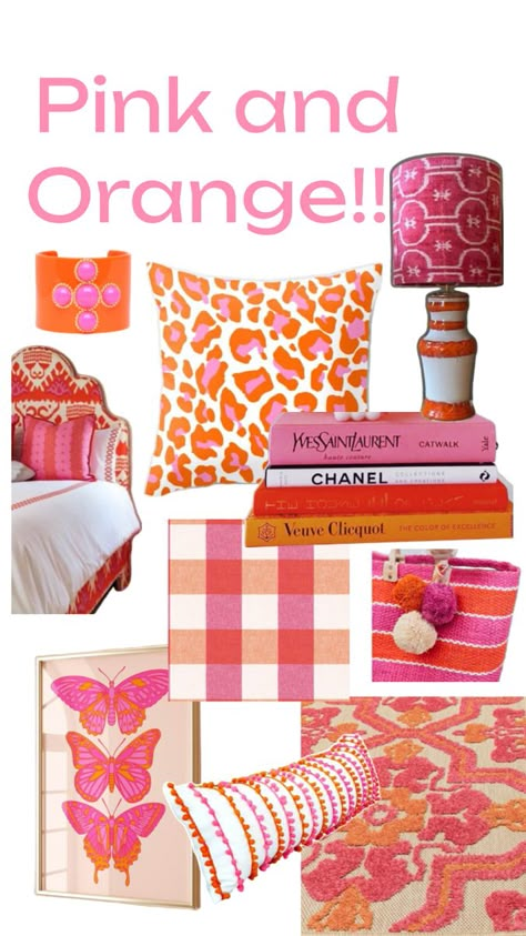 Orange & Pink!! Pink And Orange Bedroom, College Dorm Bed, Pretty Dorm Room, Pink Dorm Rooms, Dorm Bed, Dorm Room Styles, Pink Dorm, Happy Room, Orange Rooms