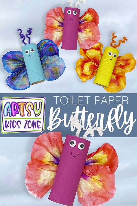 Butterfly Craft For Kids, Butterfly Crafts Preschool, Kindergarten Art Activities, Paper Butterfly Crafts, Kids Toilet, Roll Craft, Butterfly Craft, Insect Crafts, Coffee Filter Crafts